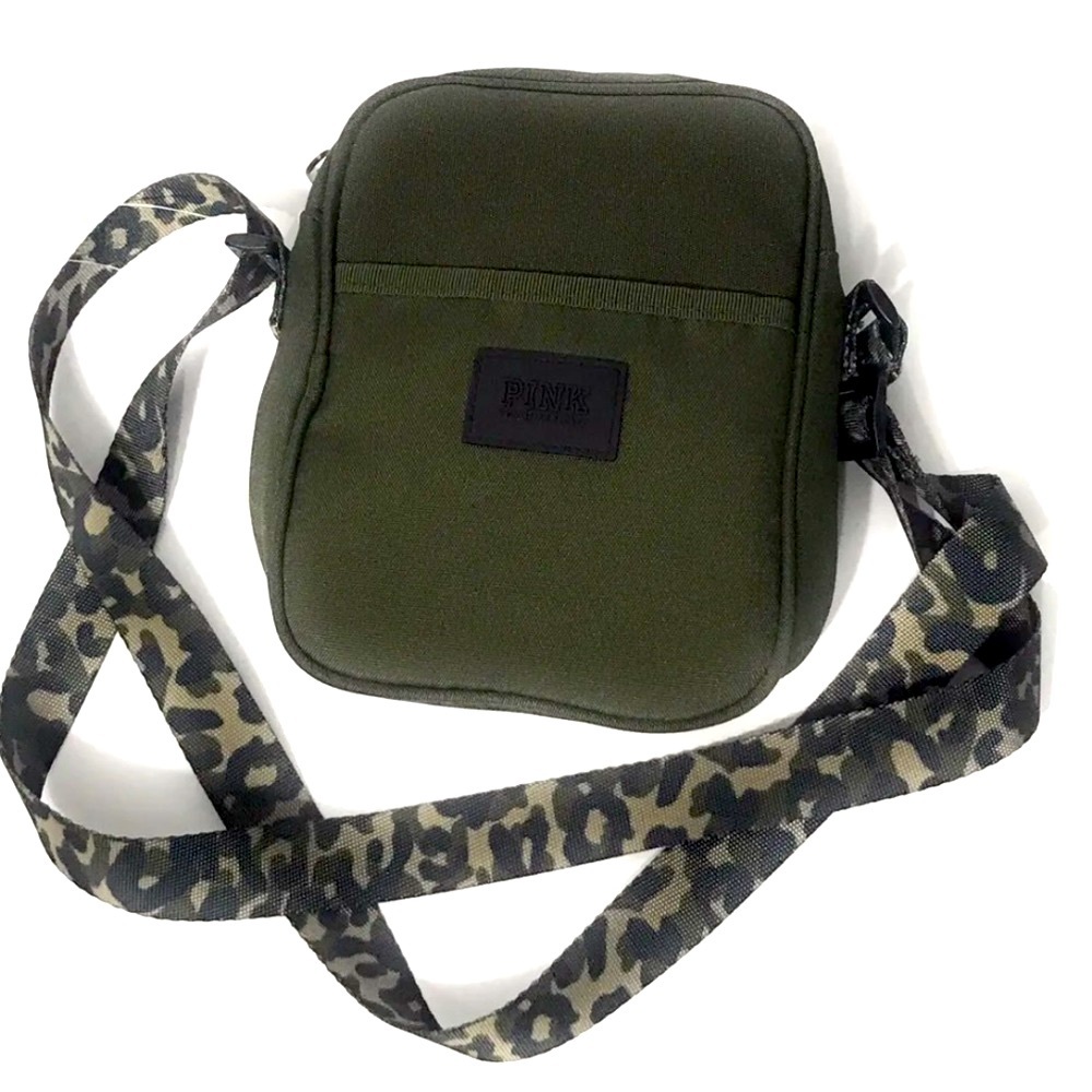 PINK VICTORIA SECRET Taffeta Crossbody Sports Bag In Olive Green Camo